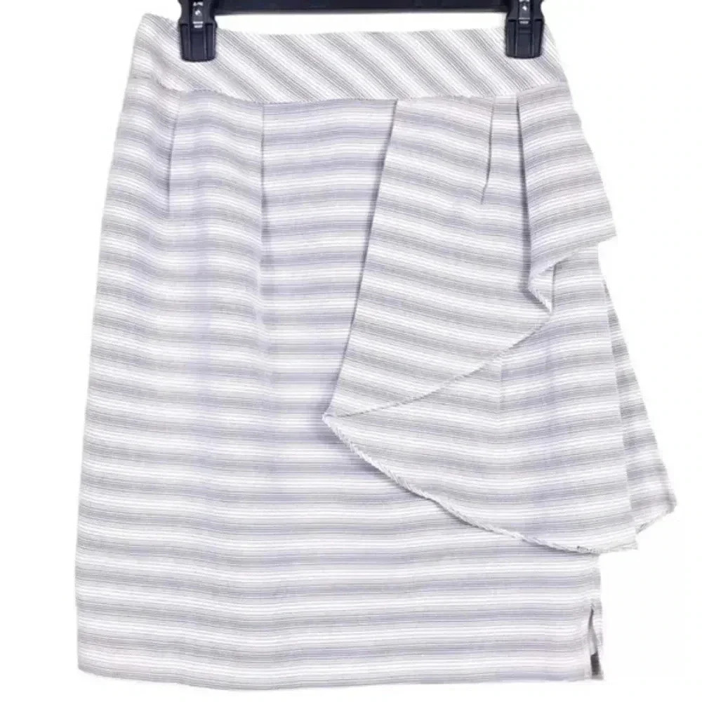 Anthropologie Yoana Baraschi Women's Lilac Striped Ruffle Pencil Skirt Size 4 S
